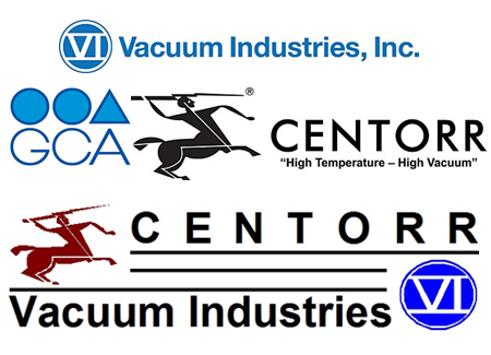 Vacuum Industries Inc, GCA, Centorr, VI Logos